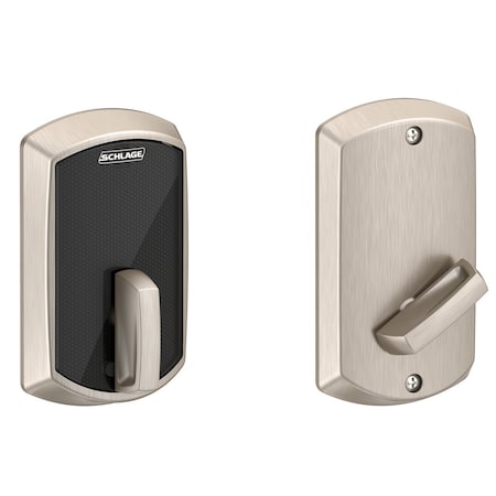 Schlage Electronics Grade 2 Fire Rated Deadbolt Lock, Control Series, Greenwich Trim, Satin Nickel Finish BE467F GRW 619
